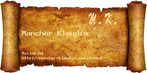 Mancher Klaudia névjegykártya